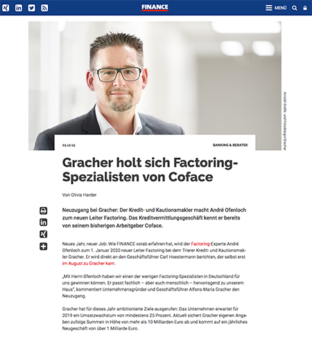Gracher holt sich Factoring-Spezialisten von Coface